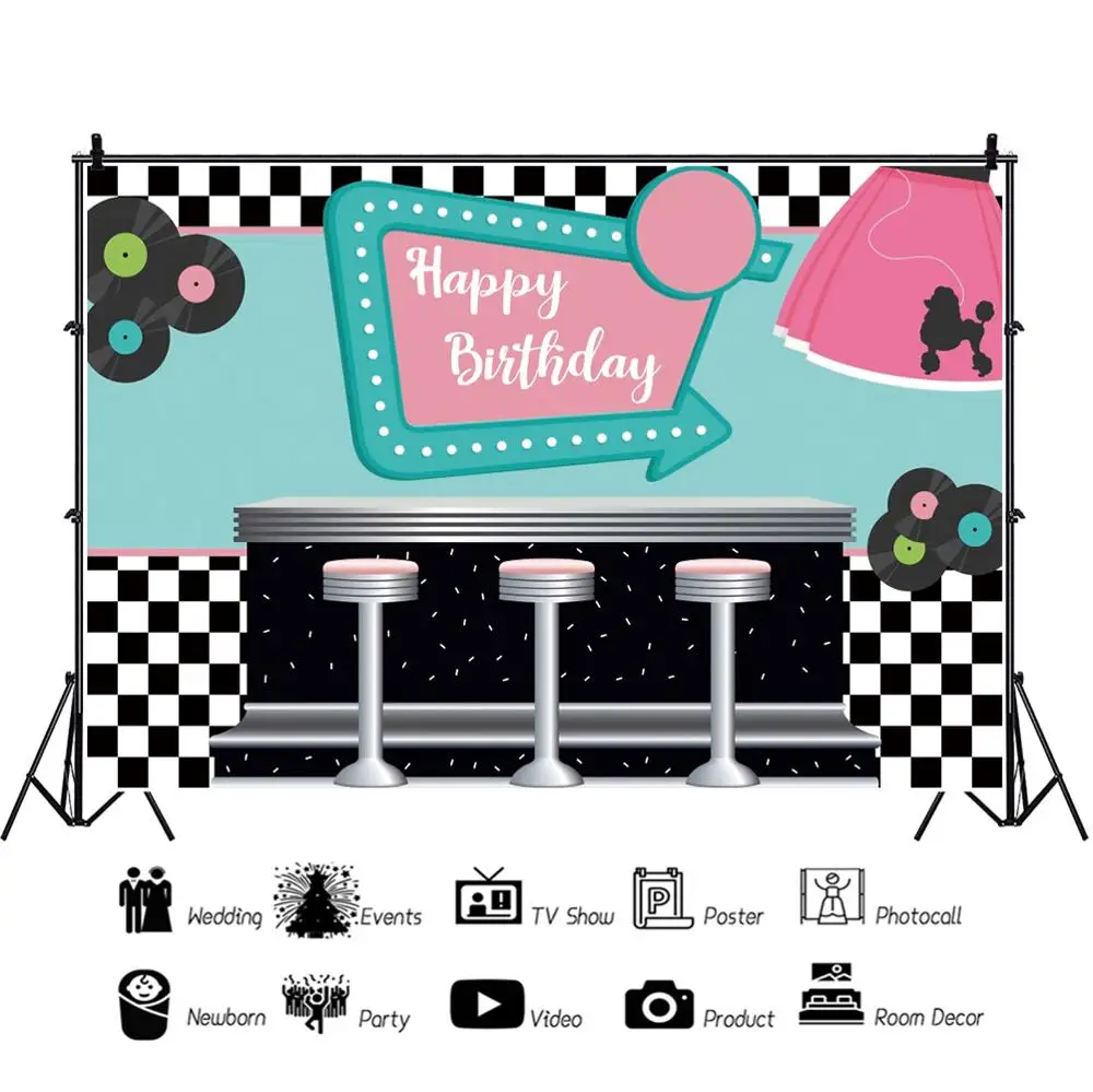 Laeacco Baby Birthday Backdrops For Photography Bar Disco Party Cartoon Celebration Poster Photo Background Studio | Электроника