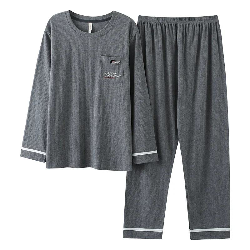 

2021 New Autumn Long Sleeve Cotton Pajama Sets for Men High Quality Sleepwear Suit Pyjamas Male Loungewear Homewear Home Clothes