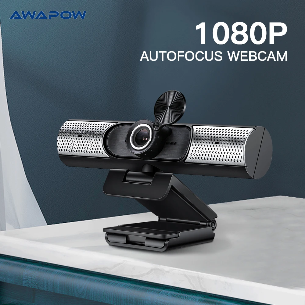 

Веб-камера Awapow 1080P Full HD с автофокусом, компьютерная USB-камера с двойным микрофоном для видеоконференций