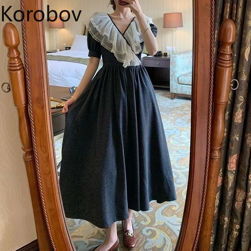 Новинка 2020 шикарное кружевное лоскутное женское платье Korobov с V-образным вырезом