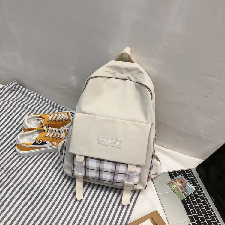 

Harajuku lovely girl small fresh contrast color plaid backpack college style literary versatile student schoolbag