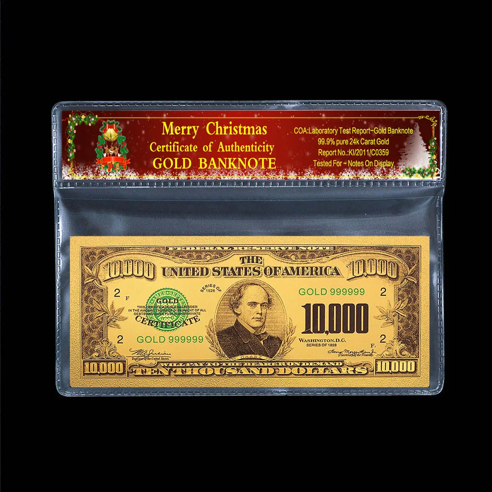 Коллекция памятная монета нам 10000 долларовая банкнота с покрытыем цвета чистого