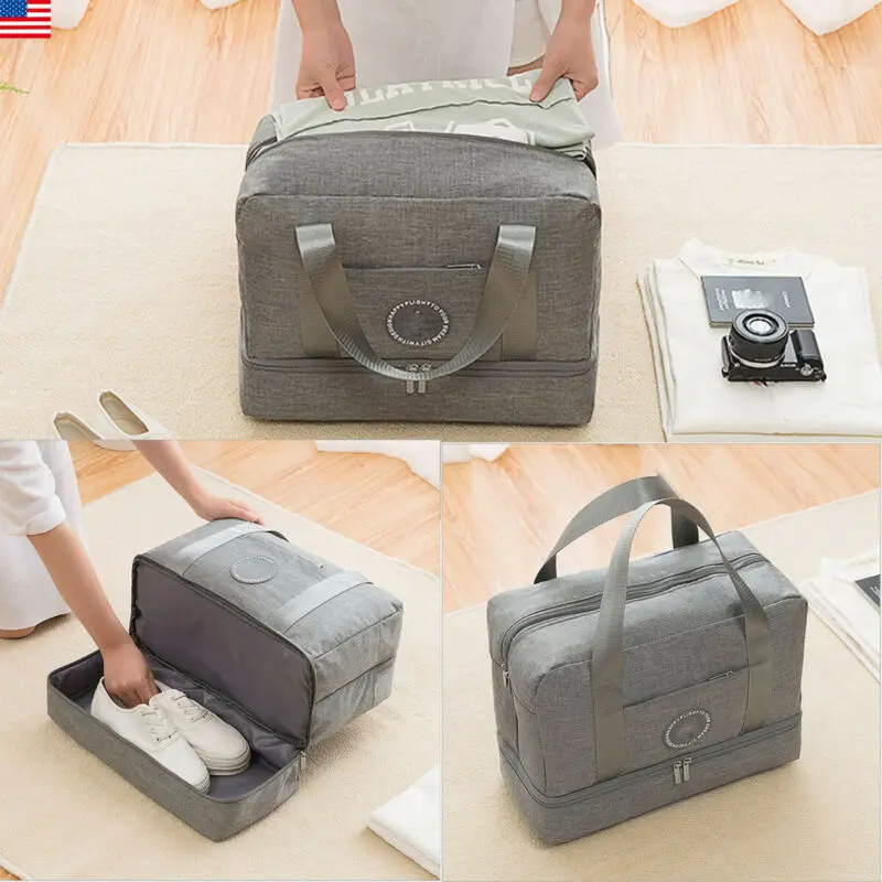 Спортивная сумка для обуви мужчин и женщин Дорожный чемодан серый спортивный