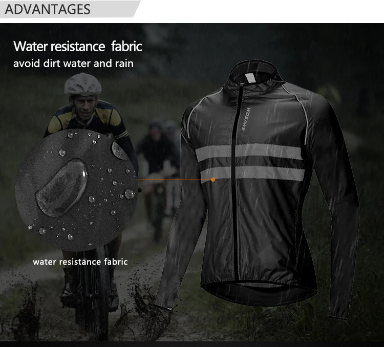 Светоотражающая куртка WOSAWE водонепроницаемая жилетка для бега езды на