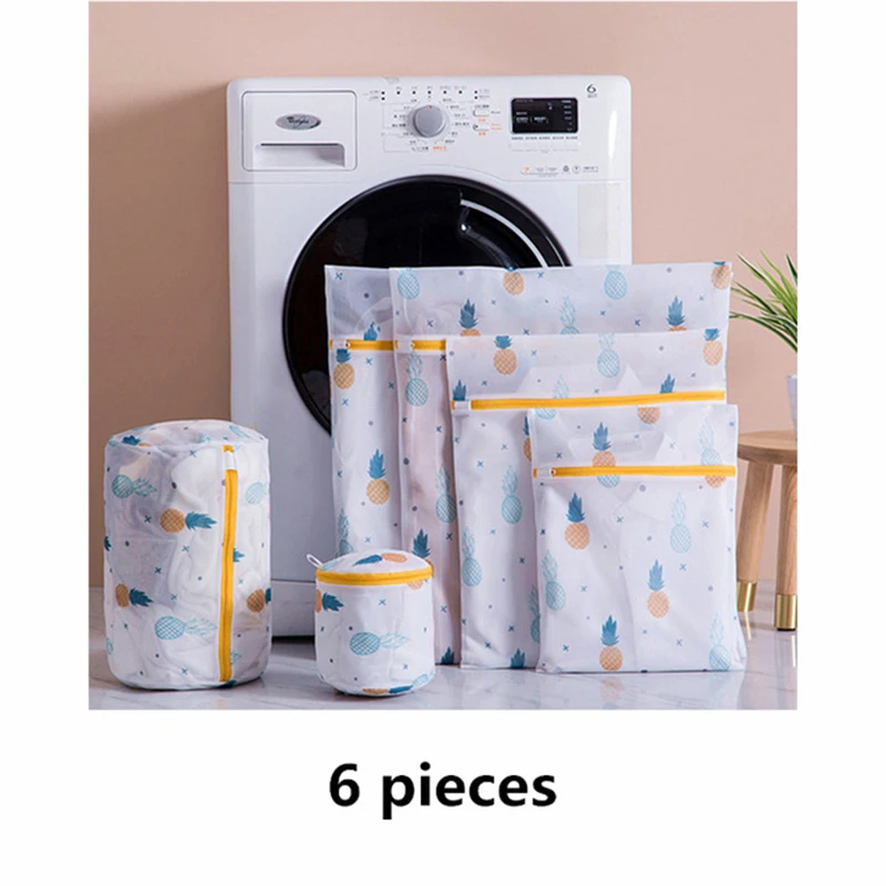 

6pcs Zipper Mesh Laundry Bag Washing Machine Dirty Wash Bag Underwear Sock Bra Clothes Laundry Basket Multi-size Washing Kits