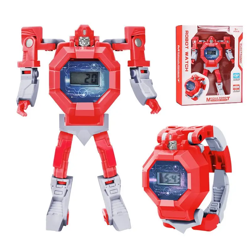 

Robot Transformation Wristwatch Toy Mecha Robot Electronic Watch Children Sports Cartoon Watches Gifts For Kids Digital Time