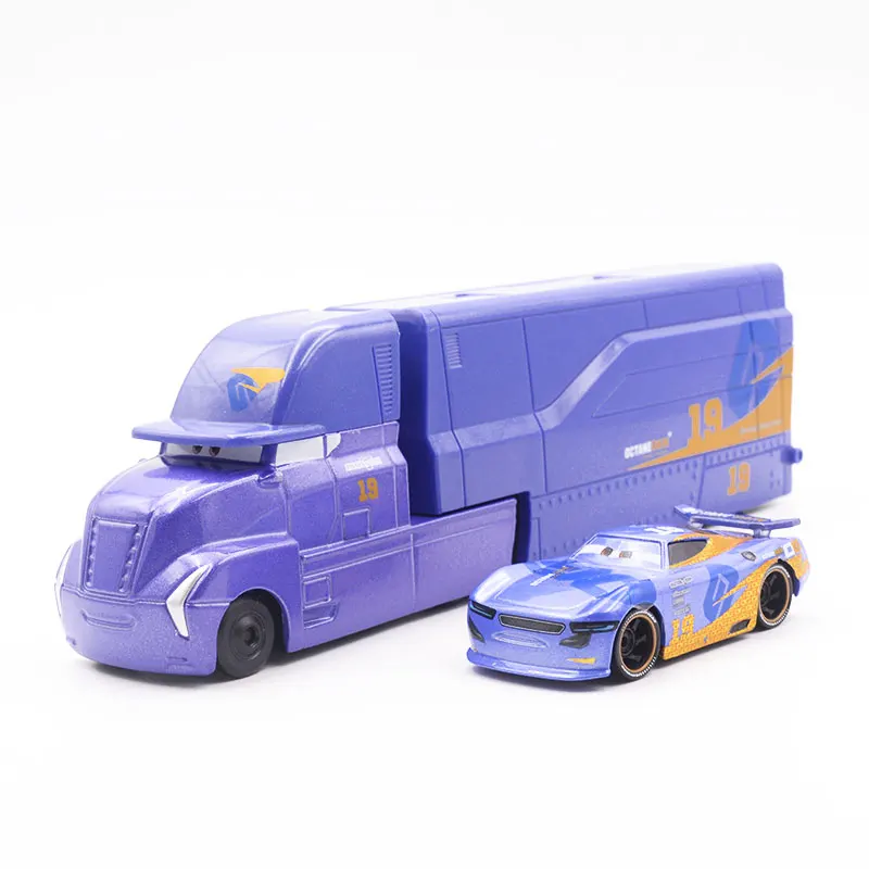 2pcs purple Игрушки Disney Pixar, персонажи мультфильма «Тачки 3» — Молния МакКуин, трейлер Мак, Джексон Шторм, модели машин 1:55 с литым корпусом, игрушки размером 23 см из металлического сплава - Цвет: 2pcs purple