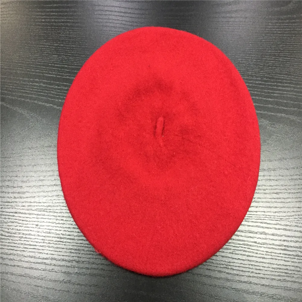 Red Женская шерстяная шляпа, Женские однотонные зимние шапки для девочек, женские классические шляпы в стиле художника, светло-коричневые, горчичные, розовые, фиолетовые, красные шляпы - Цвет: Red