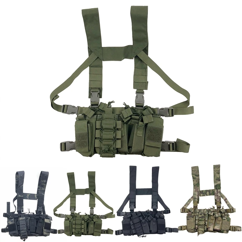 

Tactical Chest Rig Bag Radio Harness Front Pouch Holster Military Vest Rig Bag Adjustable Functional Two Way Radio Waist Pouch