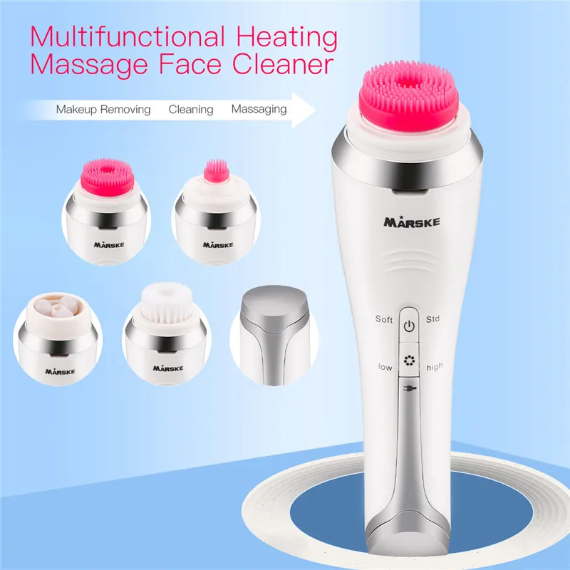 5 в 1 Очищающая щетка для лица Sonic Vibration Silicone Deep Skin Pore чистки угрей моющийся