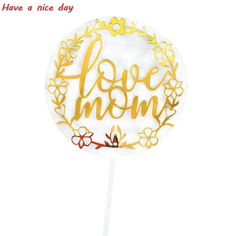

Love Mom Acrylic Birthday Cake Toppers Letter Mother's Day Cake Decor Supplies