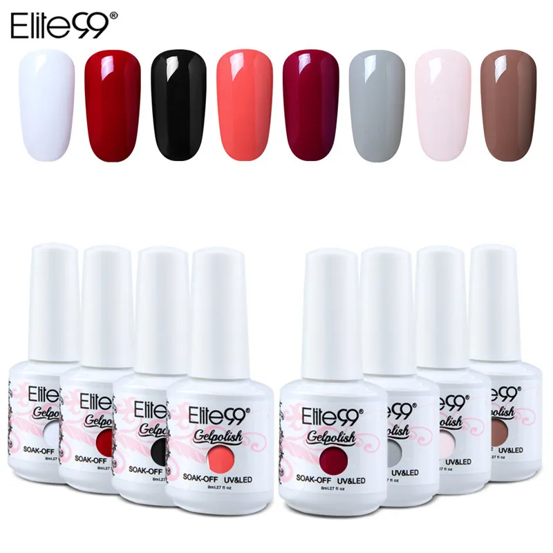 Elite99 Гель-лак UV Vernis полуперманентный праймер верхнее покрытие 8 мл полигель лак для ногтей маникюрный гель лак для ногтей