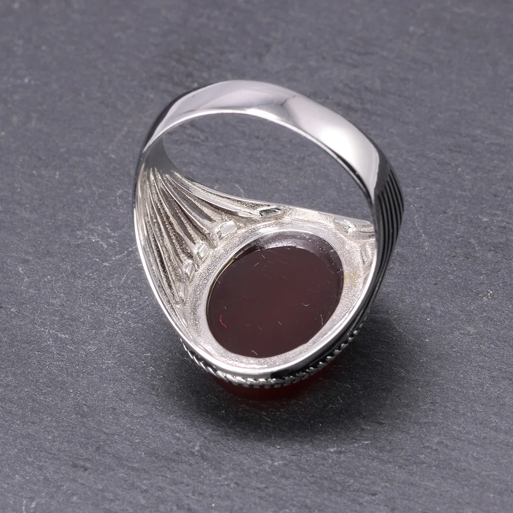 Настоящее чистое 925 пробы Серебряная Турецкая кольца для Для мужчин полые ретро с