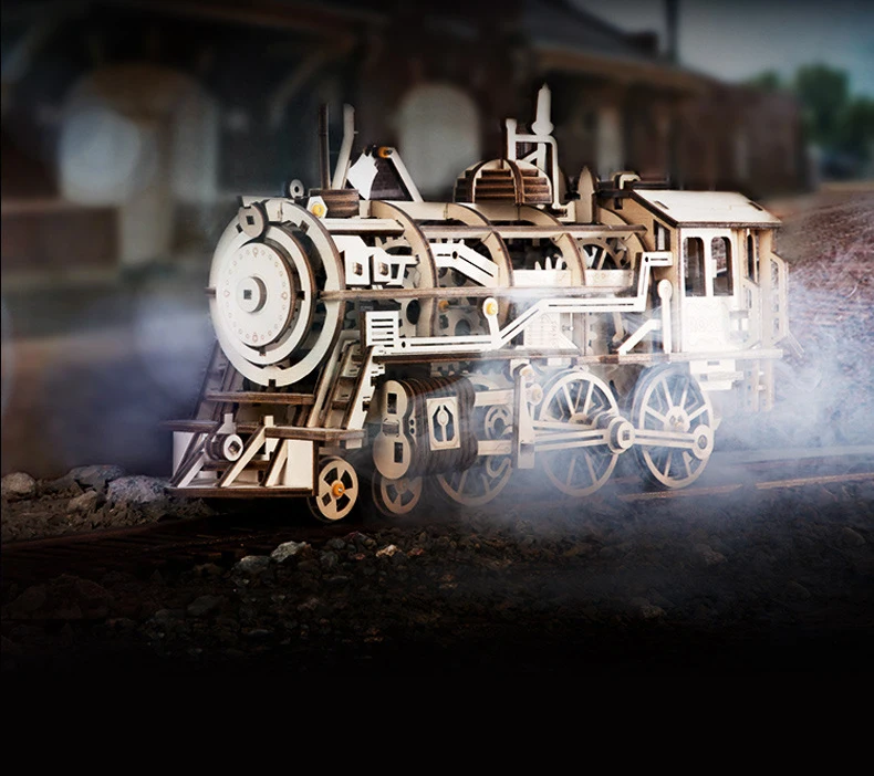 3D Wooden Train Airship Tractor Puzzle Games Assembly Model Kits Toys For Children Kids Girls Birthday Gift