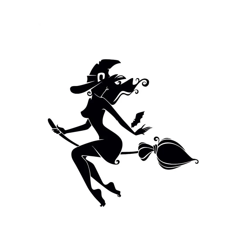 

Funny Flying Sexy Witch Girl Fashion Silhoutte Design Cover Scratches Car Sticker Pvc 14cm X 13.5CM