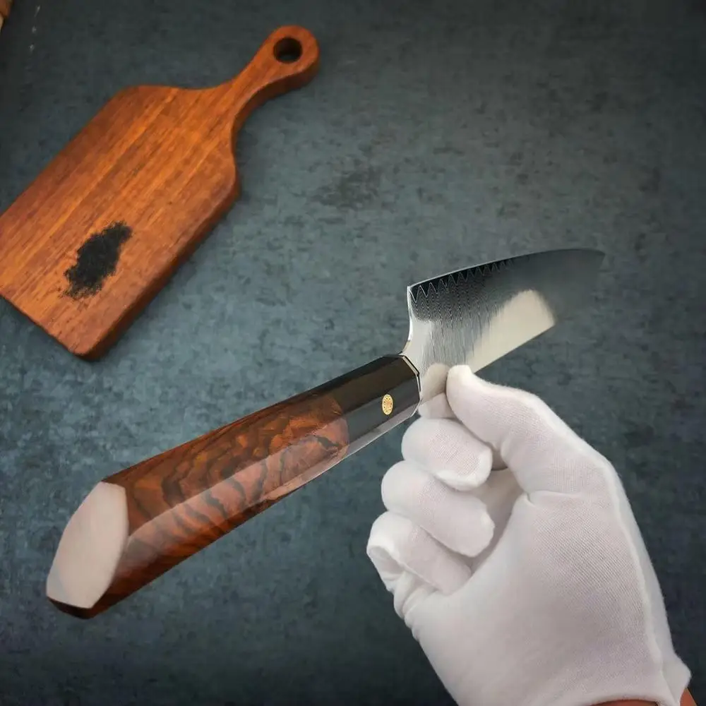 Нож шеф-повара ручной работы из японской дамасской стали Kiritsuke 65 слоев VG10
