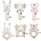 Детская плюшевая погремушка, мультяшный шейкер с животными, развивающая игрушка для детей 0-12 месяцев