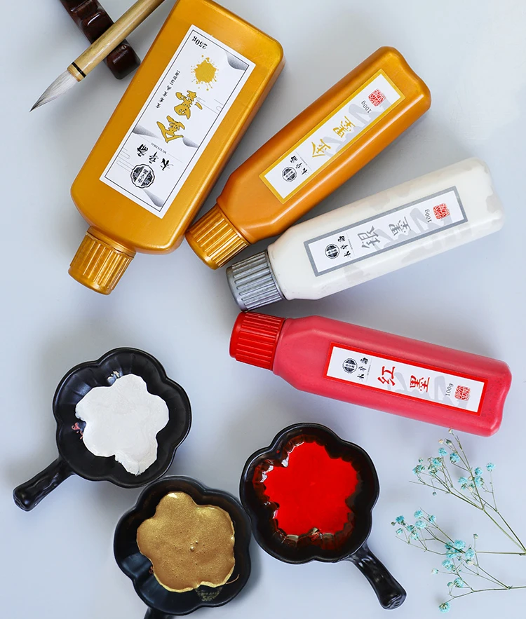 Cena Płynny Złoty Silivr Biała Czerwona Farba Do Malowania Kaligrafii Przygotowany Chiński Atrament Płynny Atrament Tusz Chiński Obraz Dostaw