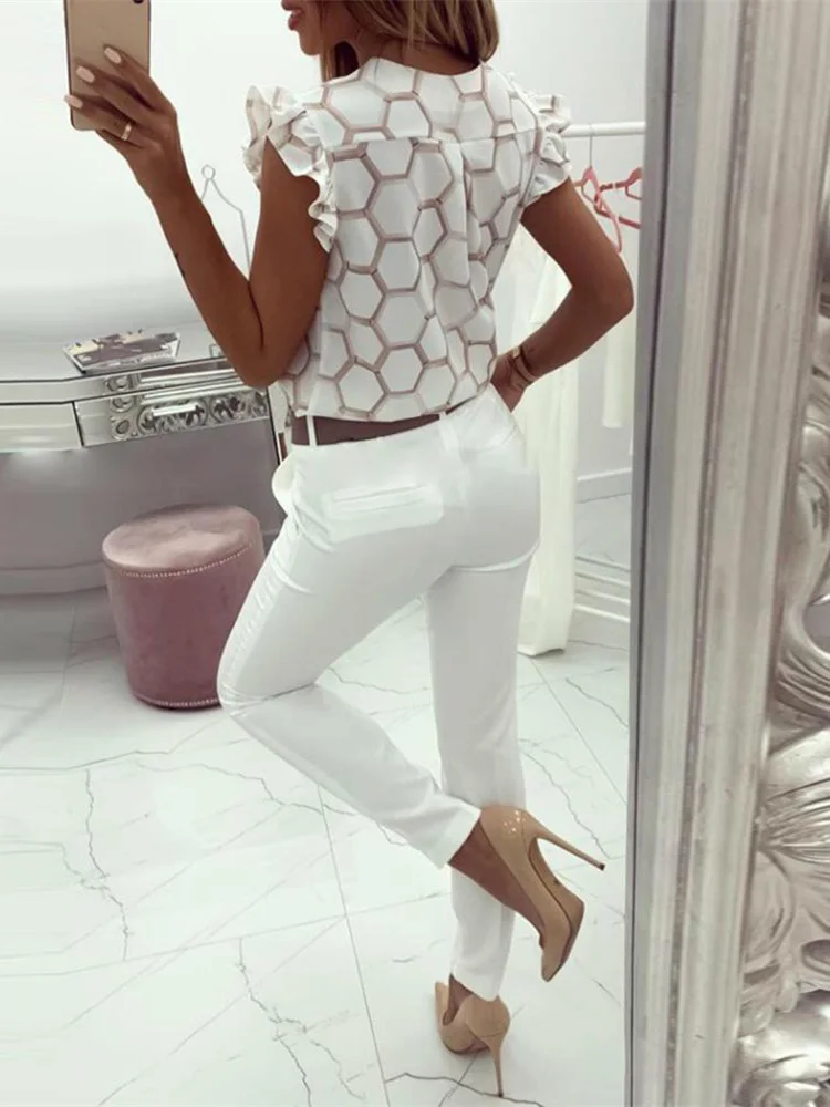 Женская блузка с V-образным вырезом элегантная повседневная рубашка для работы и