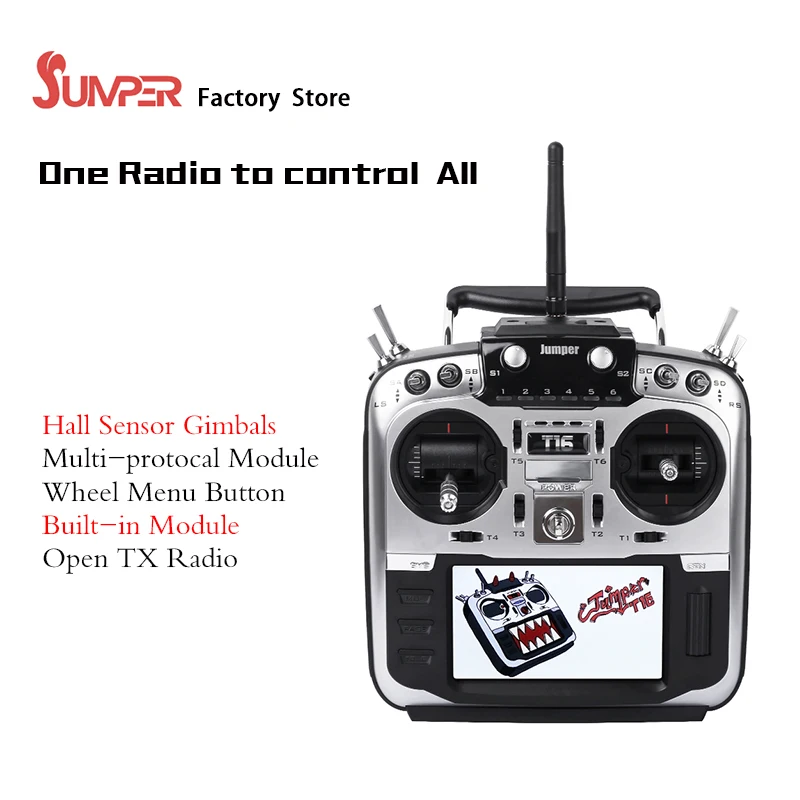Jumper T16 Pro Hall Gimbal с открытым исходным кодом мультипротокол радио передатчик JP4-in-1 радиочастотный модуль 2,4G 16CH 4," lcd