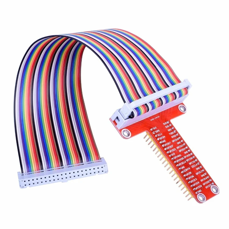40Pin GPIO T Type Expansion Module Board Adapter with 40 Pin GPIO Female to Female Rainbow Cable For Raspberry Pi3/ 2 Model B+