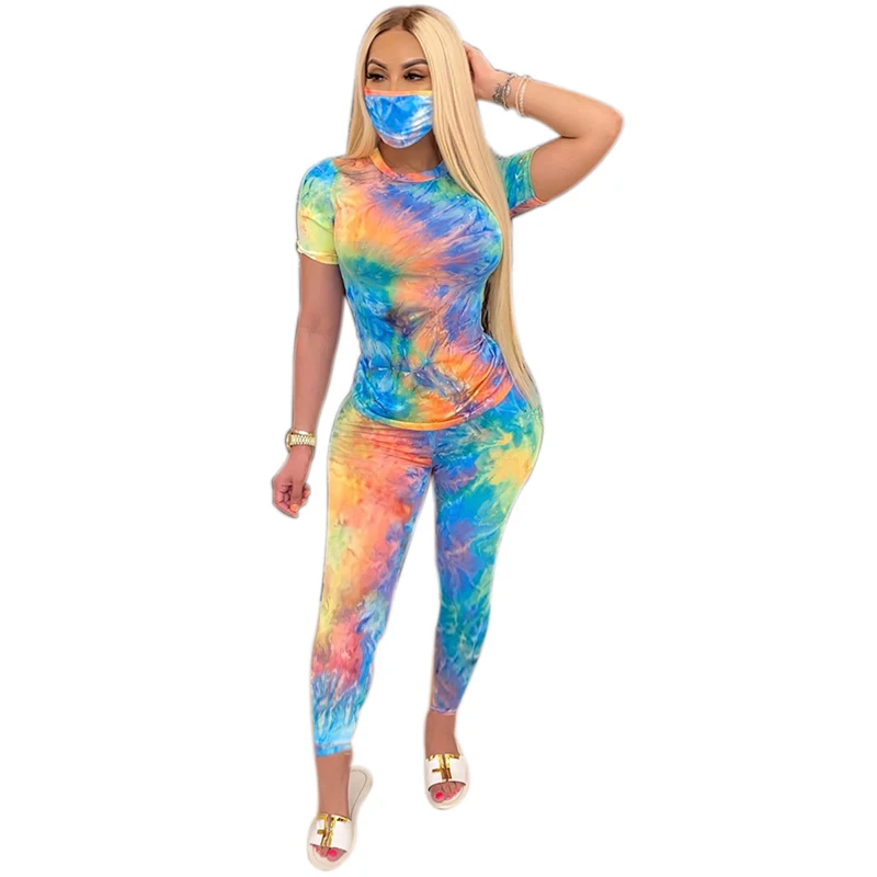 Женская Повседневная спортивная одежда 2 шт. модный костюм топ с коротким рукавом