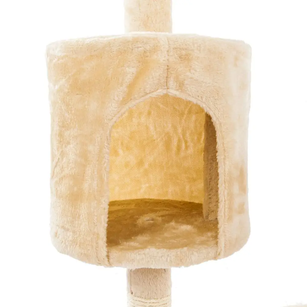 

60 inch Tree Cat Tree Towers Pet Cat Tree House Toy Scratching Post for Cats Wood Climbing Furniture Fas Cat Tower Beige