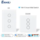 Умный настенный сенсорный выключатель Esooli Smart Life, Wi-Fi, стеклянная панель, мобильное приложение, дистанционное управление, работа с Amazon, Alexa, Google Home, США, ЕС, Великобритания