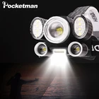 Самая мощная светодиодная фара с 6 линзами XHP50, налобный фонарь для рыбалки, Головной фонарь, водонепроницаемый фонарь без использования рук, с питанием от 18650