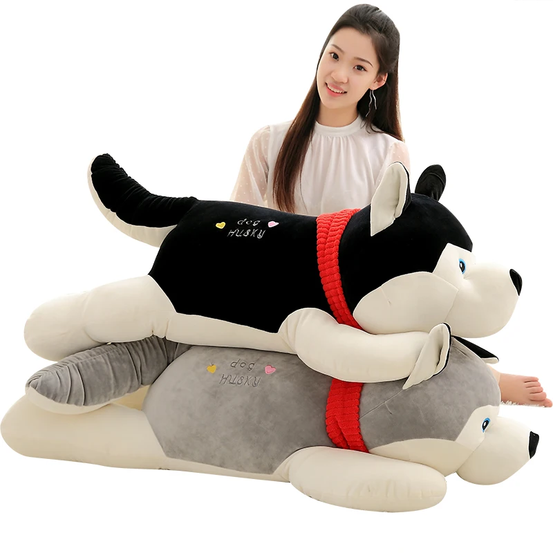 

Dorimytrader Giant Cute Cartoon Husky Plush Pillow Doll Big Stuffed Animal Lying Dog Toy Kids Present 47inch 120cm