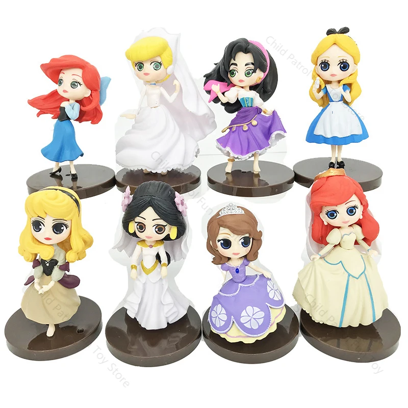 

Набор из 8 предметов Принцессы Диснея София Рапунцель Жасмин Золушка фигурки аниме детские игрушки для детей Подарки для девочек на вечерин...