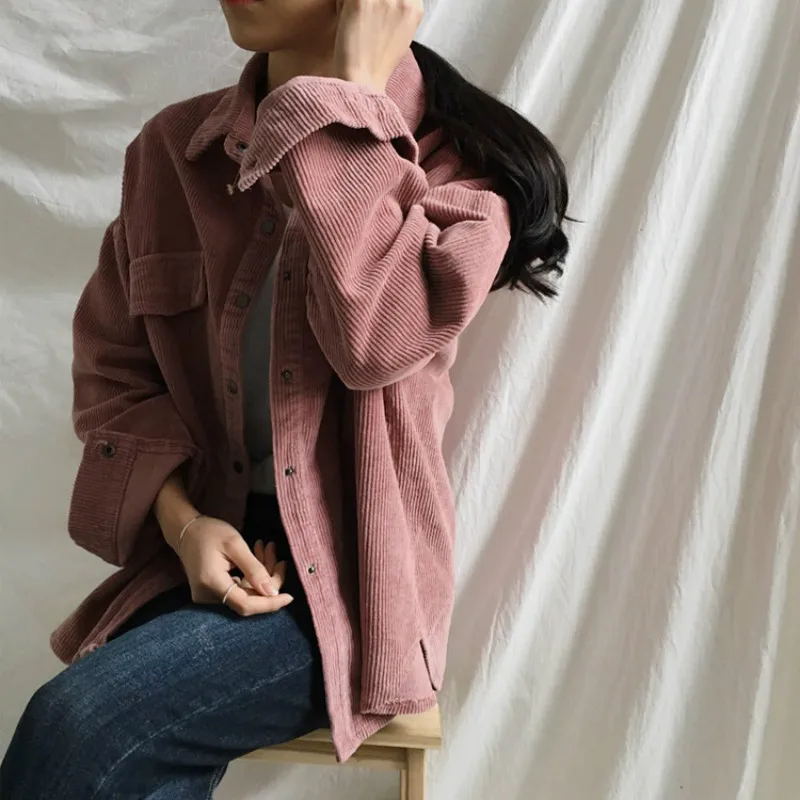 Women's Jackets Spring And Autumn Corduroy Jacket Female Coat With Pockets Plus Size Winter Women Streetwear Casual Clothing