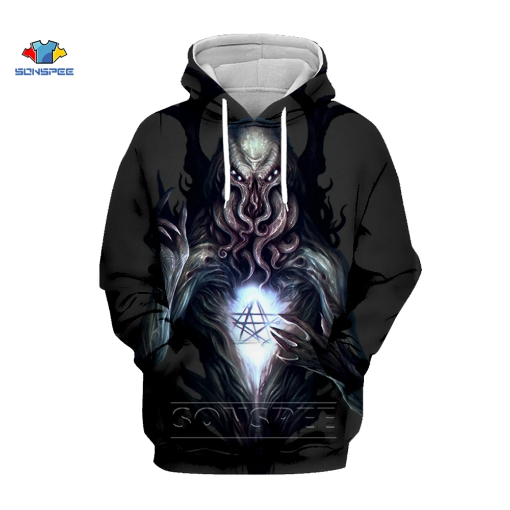

LIASOSO2021 Latest Trend Fashion Cute Funny Ancient God Cthulhu Hoodie New Store Promotion Casual Home Essential Hoodie