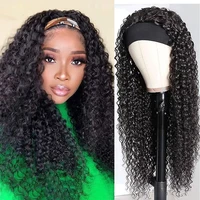 kinky curly headband wig human hair full machine made wigs for black woman glueless brazilian human hair beginner friendly