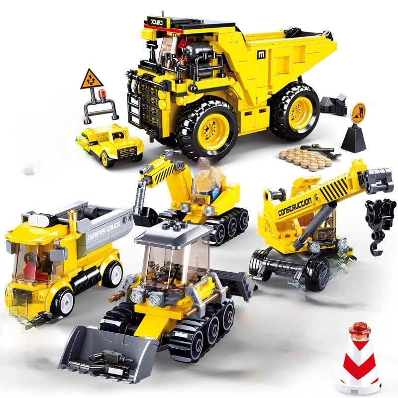 

MGD Engineering Bulldozer Crane Technical Dump Truck Building Blocks City Construction vehicle car Toy For Children kids gift