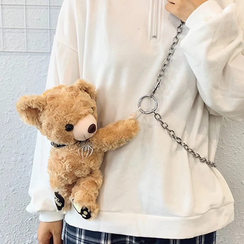 Cute Shoulder Female Bag Womens Handbags Winter Plush Bear Messenger Ladies Clutch Hand Crossbody Bags for Women Handbag | Багаж и сумки