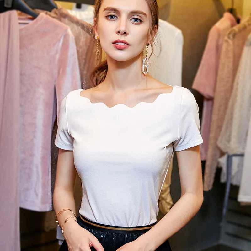 Тонкая футболка женская 2020 летняя Новинка с коротким рукавом нишевый дизайн