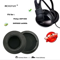 replacement ear pads for philips shp 1900 shp 8000 isk 960b headset parts leather cushion velvet earmuff earphone sleeve cover