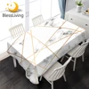BlessLiving Marble Tablecloth Geometric Waterproof Table Cover Golden Luxury Table Cloth Rock Stone Nature Home Decor 140x200cm 1