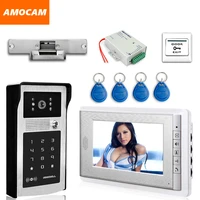 7 lcd video doorbell video door phone intercom system aluminum alloy password camera id cardelectric door strike lock exit