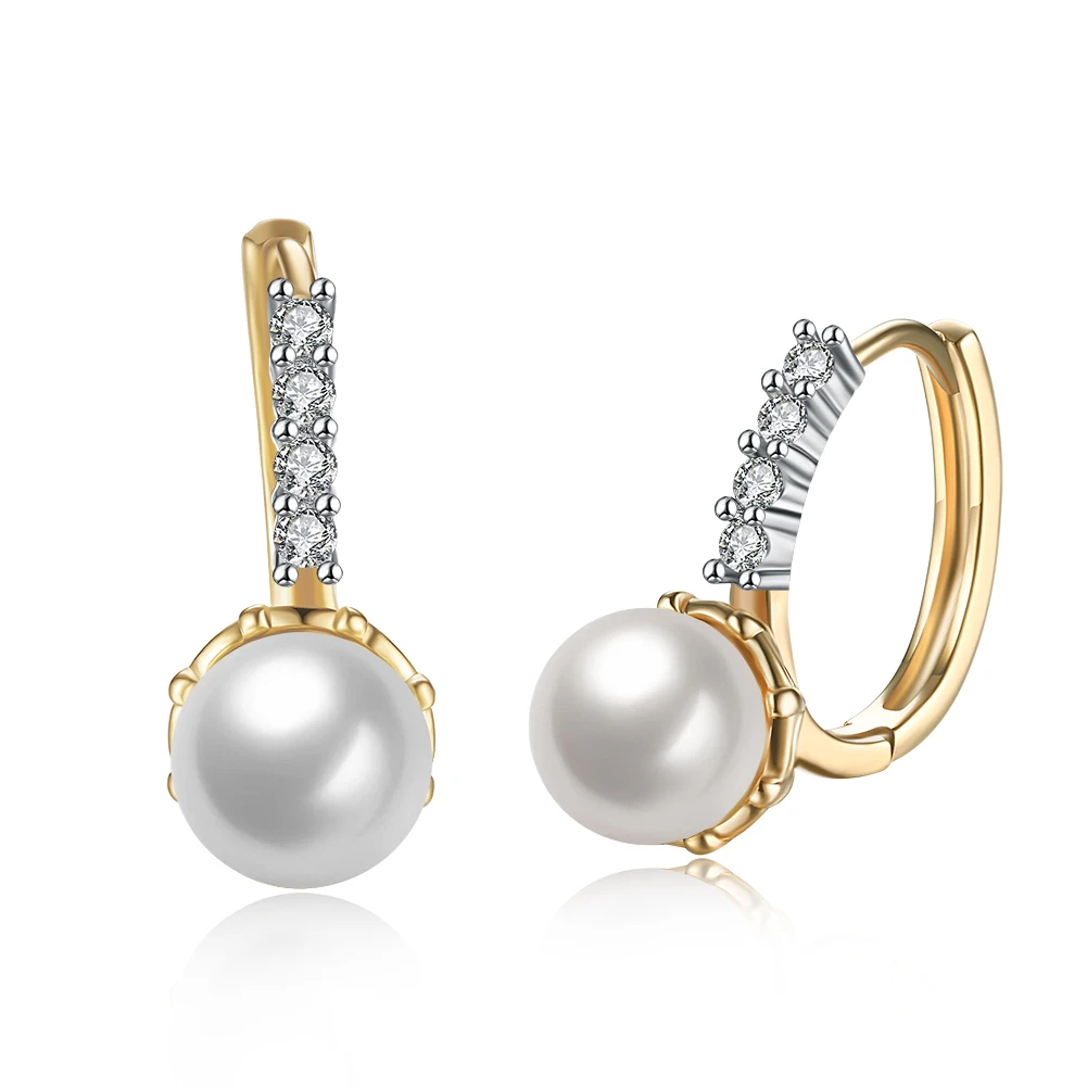 

ZEMIOR Champagne Gold Single Row Cubic Zirconia Drop Earrings Women Imitation Pearl Earring Birthday Female Fashion Jewelry
