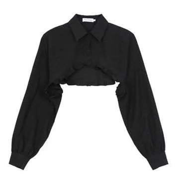 Women Long Sleeve Short Capes Shirts Woman White Tops | Женская одежда