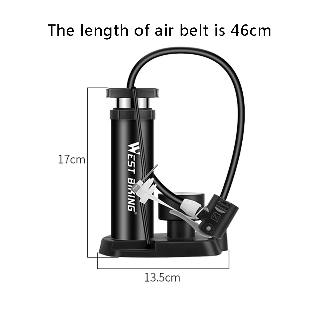 Портативный велосипедный мини насос Balight ножной с манометром подходит для