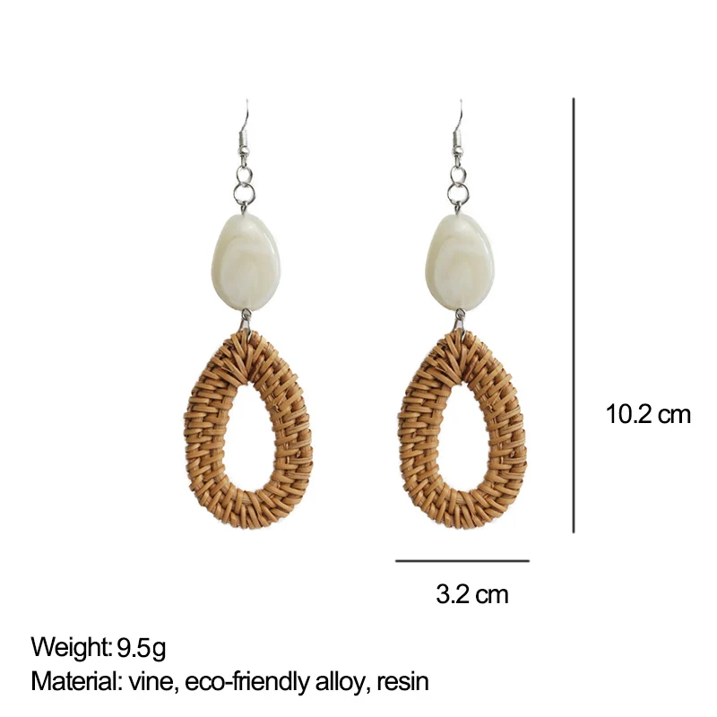 Женские Ротанговые серьги Cpop ручной работы из смолы и дерева с каплями воды