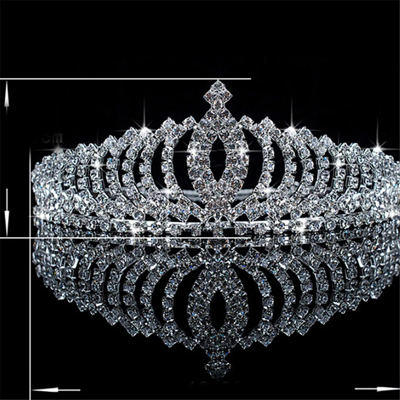 

Wedding Crown Silver Color Crystal Rhinestones Princess Crown With Comb Exquisite Headband For Women