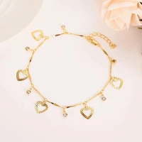 charm crystal cz white stone bracelet for women gold christmas gift cute kids girls hand chain jewelry anklets arab gift
