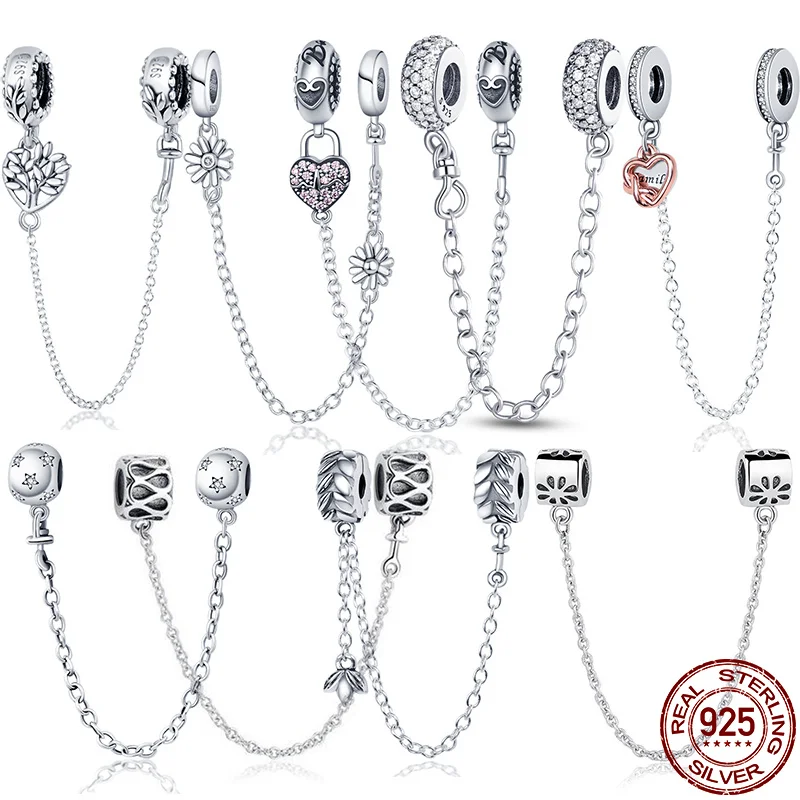 

Hot New Products 2021Arrival 100% Real 925 Sterling Silver Safety Chain Beads Fit Original 3mm Bracelet DIY Jewe