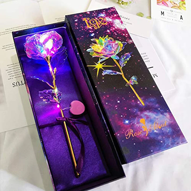 Красочный хрустальный Галактический искусственный цветок розы светодиодный