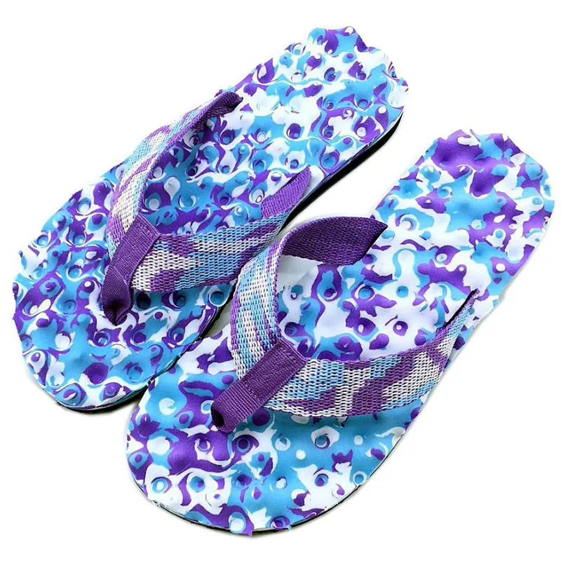 Шлепанцы женские камуфляжные массажные сандалии на плоской подошве удобные