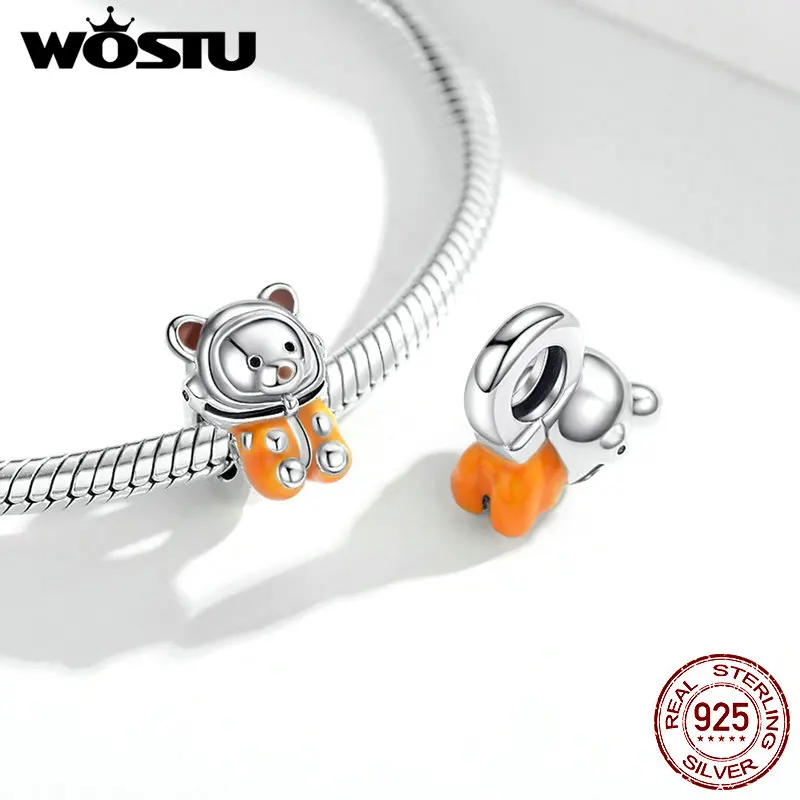Женский браслет WOSTU из серебра 925 пробы с подвеской в виде собачей кошачей